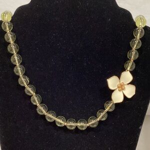 J. Crew Yellow glass Beaded Necklace with Floral Accent